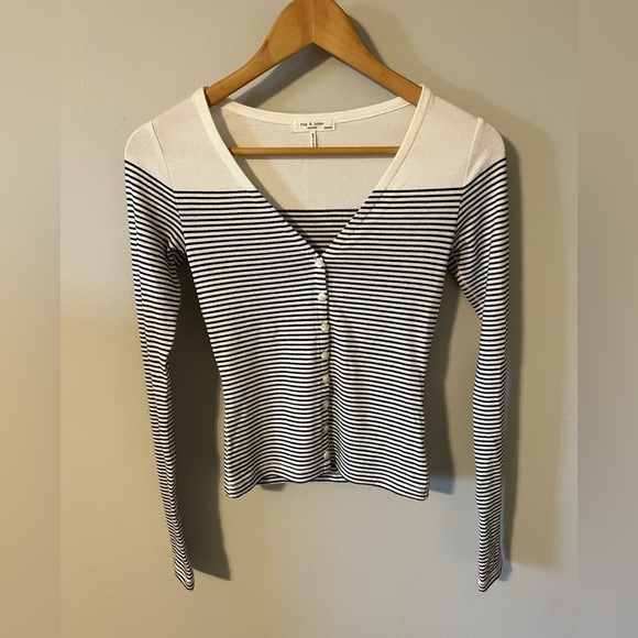 Rag & Bone the Knit Stripe Vee Cardigan XXS - Picture 4 of 10